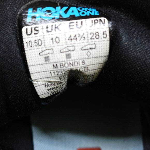 HOKA One One Bondi Men's 10.5 D Shoes Gray Orange - Picture 7 of 11